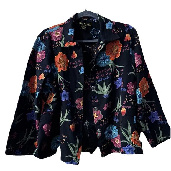Botanical Women’s XL Jacket. Embroidery And Sequin Accents Floral Profession - Picture 1 of 6